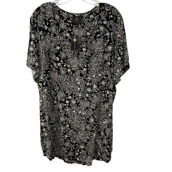 Jm Collection Plus Size Paige Paisley Short-Sleeve TopBlouse Tee Size 3X NEW - Picture 2 of 9